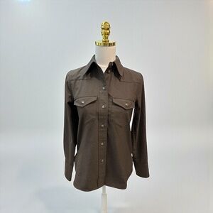 Madewell Women’s Western Style Brushed Twill Button Up Shirt Sz 00 Olive Khaki